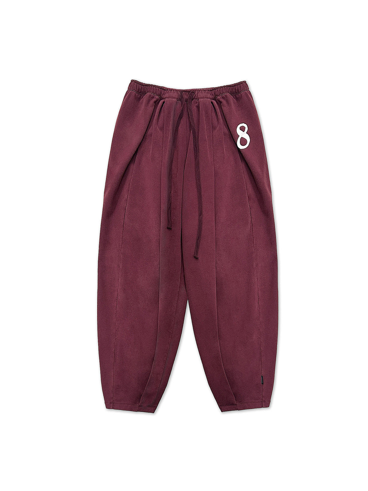 MASONPRINCE Wide Leg Inverted Pleat Sweatpants in Burgundy