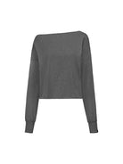 FaxCopyExpress Off Shoulder Overlay Sweatshirt in Gray