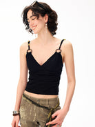 BEERBRO Lyocell Paisley Micro Flare Pants in Olive - On Female Model