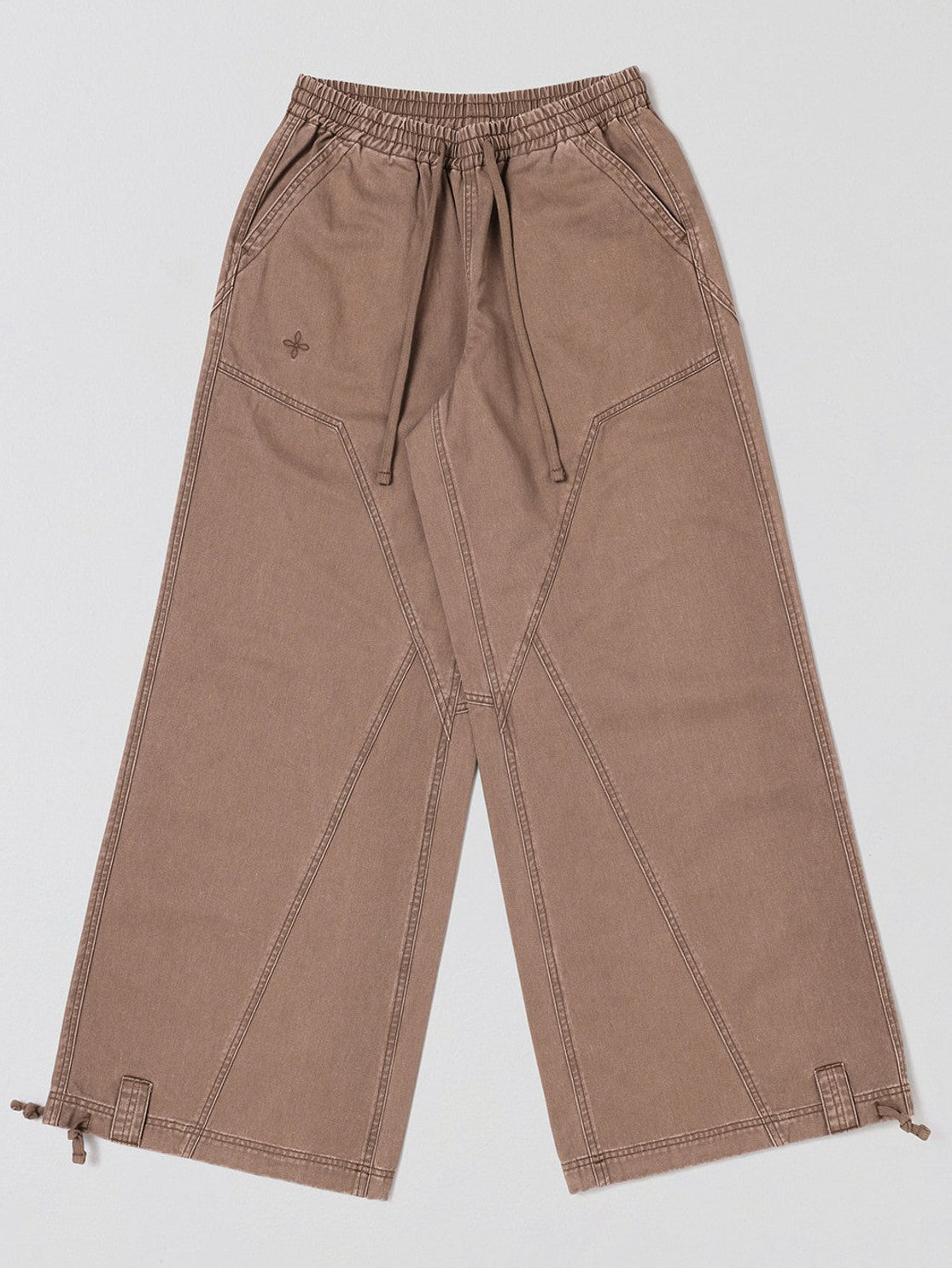 SMFK Wide Leg Cotton Cargo Sweatpants in Brown