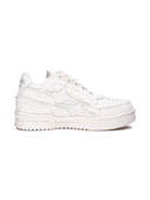 KILLWINNER White Distressed Denim Low Top Sneakers in White