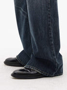 MASONPRINCE Faded Slub Flared Jeans in Denim - On Model