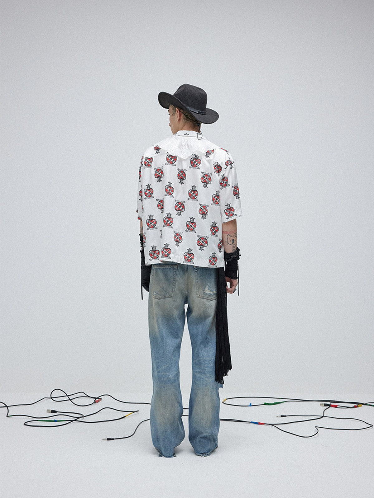 SOD Sacred Heart Rayon Hawaiian Shirt in White - On Model