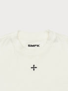 SMFK Embroidered Cross Crewneck Tee in White - Detail