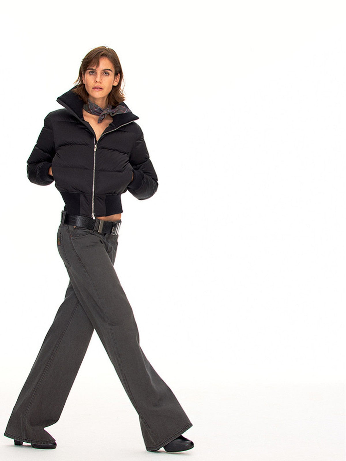 FaxCopyExpress Vintage Wash Gray Jeans in Gray - On Female Model