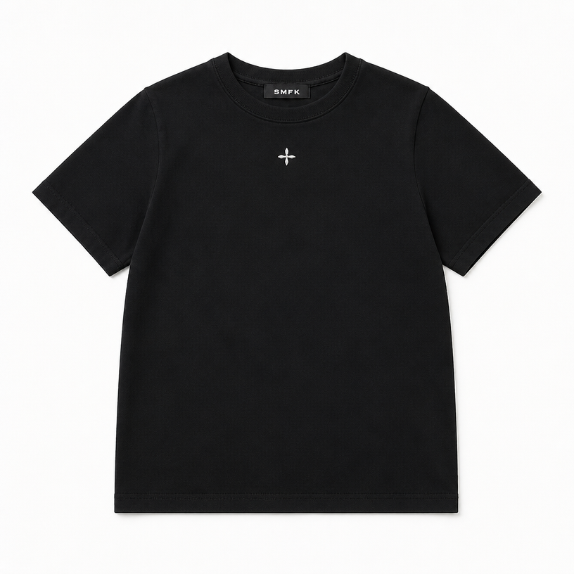 Mingstreet ASC launch still-life | SMFK | Embroidered Cross Crewneck Tee | Black | crumple_regen_confirmed_2026-06-25