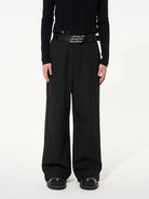 BLINDNOPLAN Side Zip Adjustable Wide Leg Trousers in Black - On Model