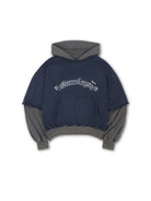 SOD Distressed Layered Effect Hoodie in Blue