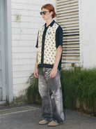 SOD Digital Print Wide Leg Jeans in Black - On Male Model