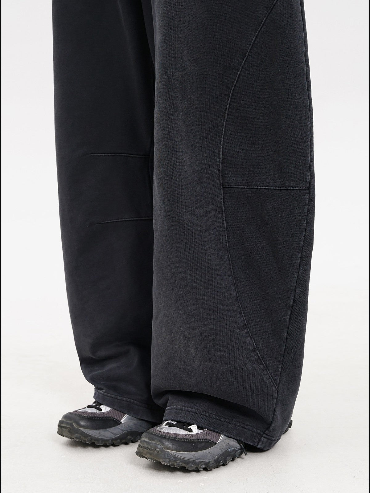MASONPRINCE Double Layered Cotton Joggers in Black - On Model
