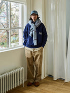 USAGE Heavyweight Cotton Half Zip Sweatshirt in Navy Blue - On Male Model
