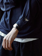 USAGE Merino Wool Blend T Shirt Set in Navy Blue - On Model