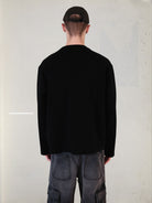 UNKNOWNWORLD Ghost World Graphic Waffle Knit Sweatshirt in Black - On Model