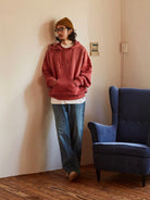 USAGE Faded Vintage Wash Hoodie in Red - On Male Model