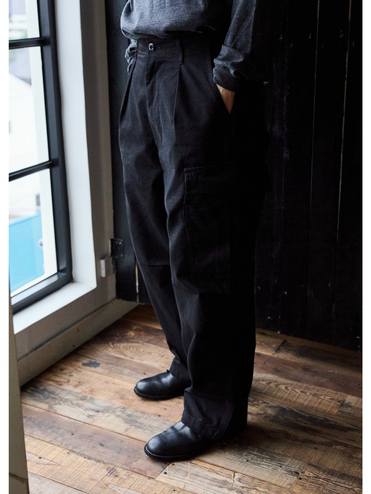 USAGE Heavyweight Ripstop M51 Cargo Pants in Black - On Model