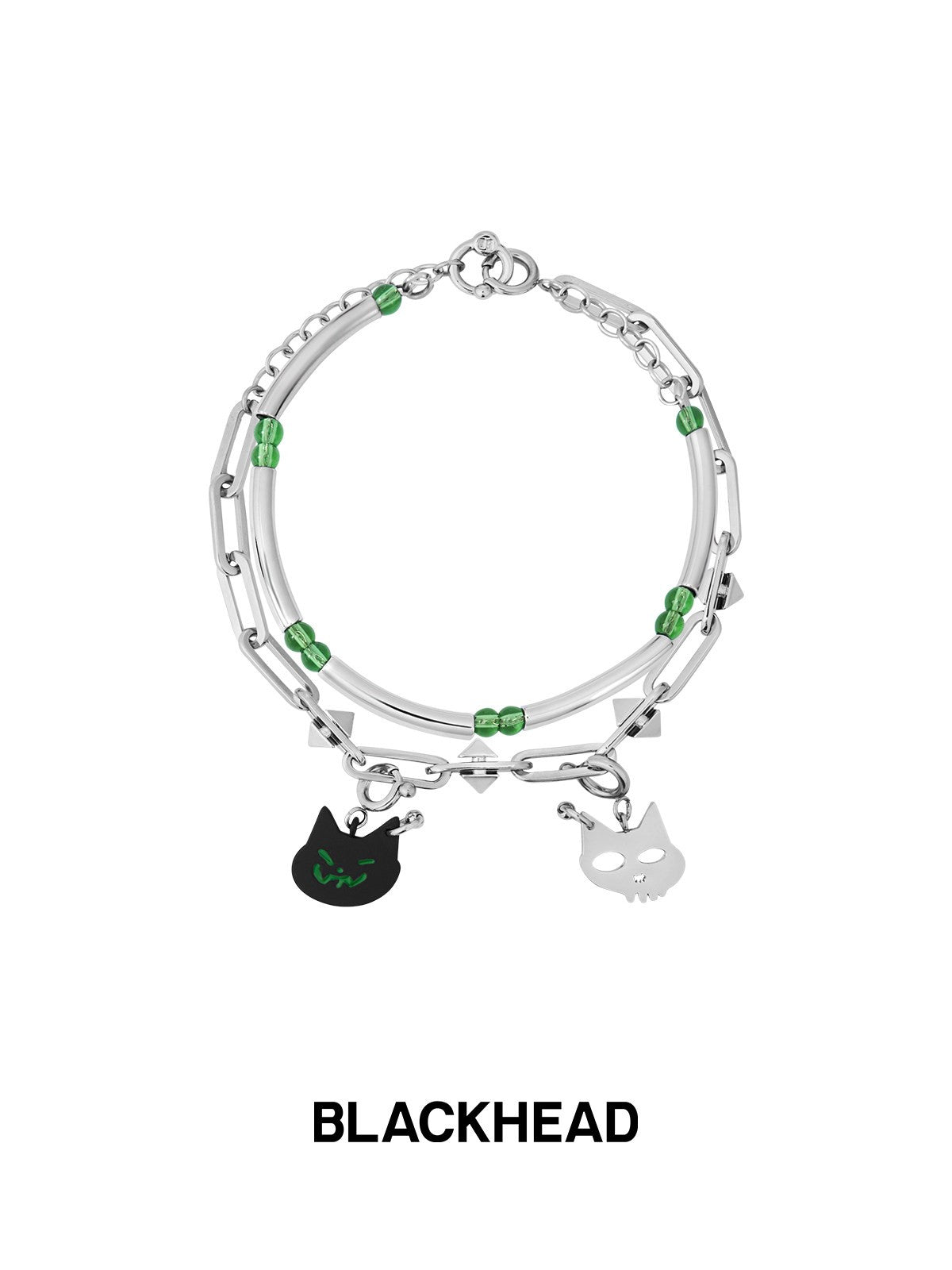 BLACKHEAD Double Layer Cat Charm Bracelet in Silver