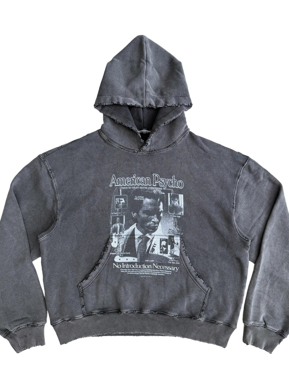 UNKNOWNWORLD Distressed Washed Graphic Hoodie in Black