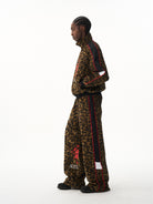 BLINDNOPLAN Leopard Print Zip Up Jacket in Brown - On Male Model
