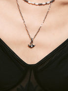 BLACKHEAD Double Layer Manta Ray Necklace in Silver - On Female Model