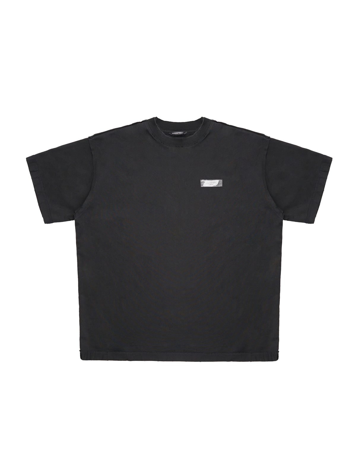MASONPRINCE Exposed Seam Tape Print T Shirt in Black