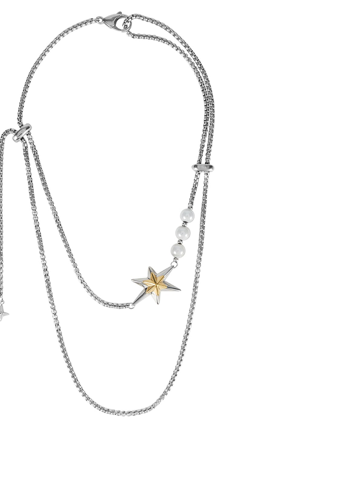 BLACKHEAD Star Pendant Pearl Layered Necklace in Gray