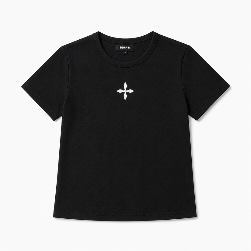 Mingstreet ASC launch still-life | SMFK | Acetate Blend Cross Graphic T Shirt | Black | crumple_regen_confirmed_2026-06-25