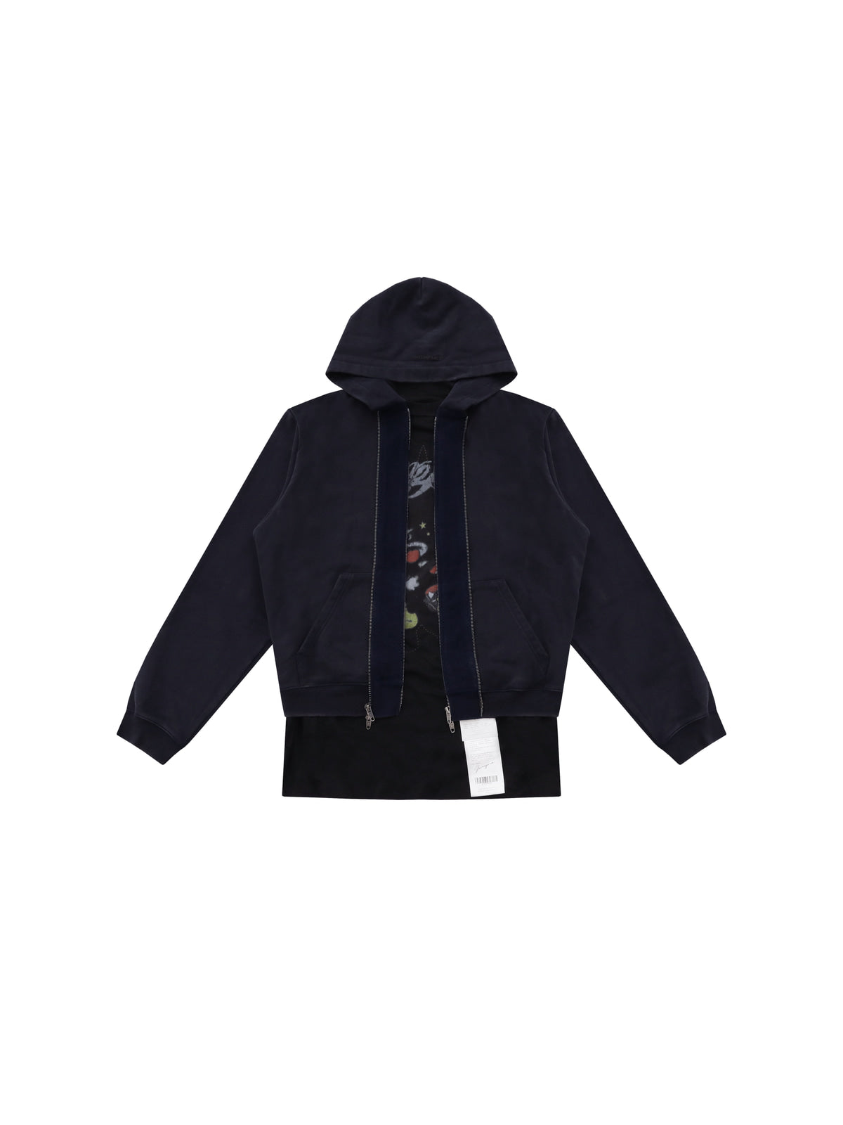 MASONPRINCE Faux Layered Zip Up Hoodie in Navy
