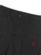 SOD Melvins Embroidered Pinstripe Trousers in Black - Detail