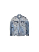 SOD Distressed Ink Splatter Denim Shirt in Blue