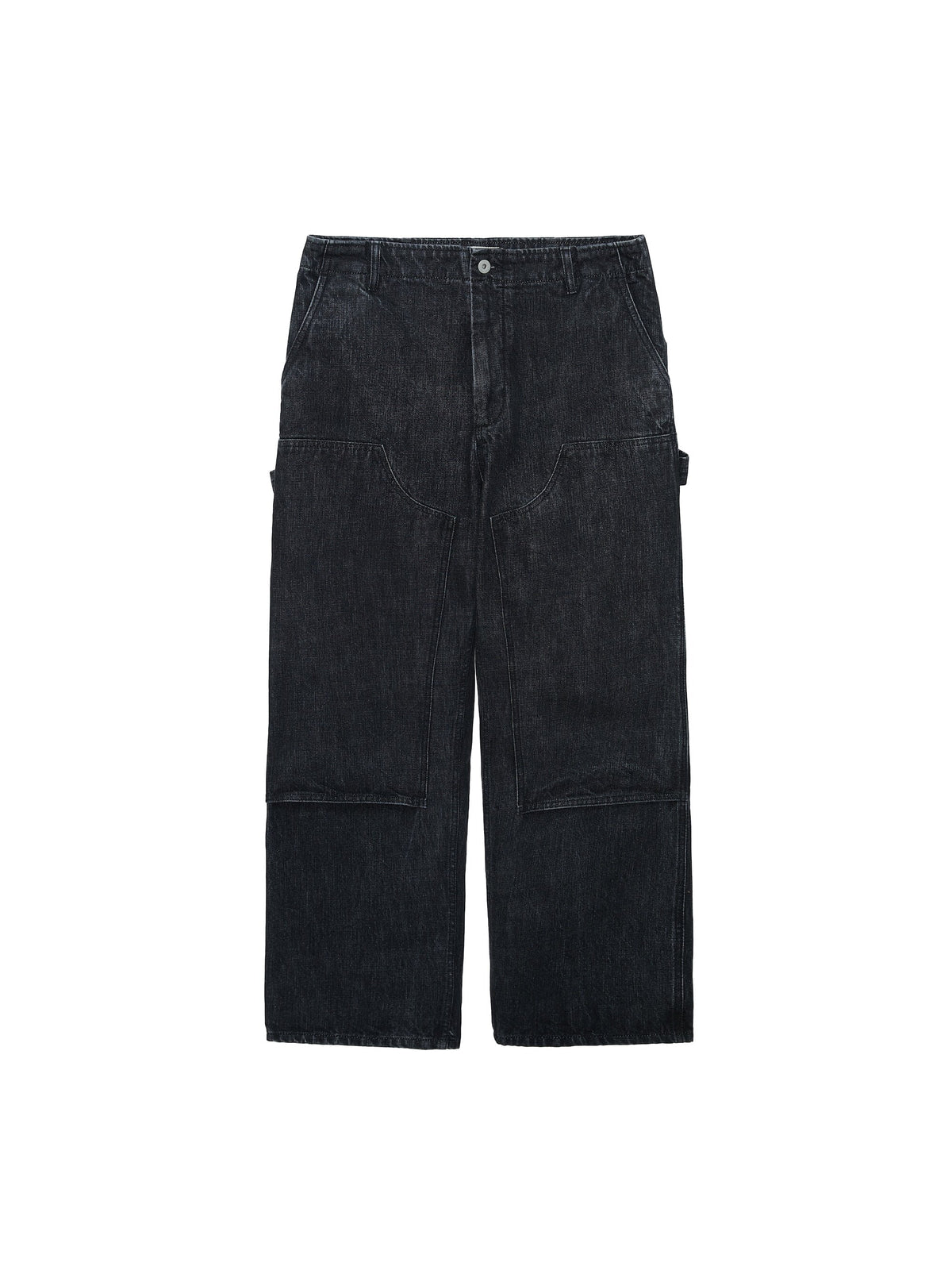 USAGE Washed Denim Double Knee Trousers in Black