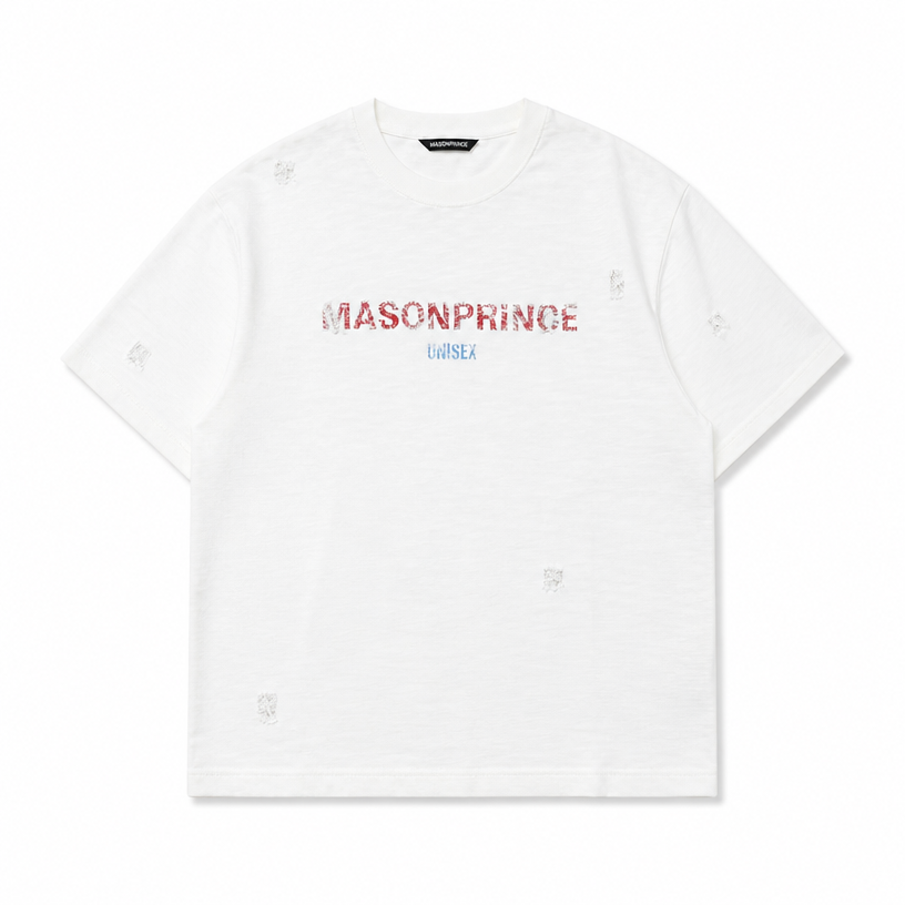Mingstreet ASC launch still-life | MASONPRINCE | Distressed Embroidered Slub T Shirt | White | crumple_regen_confirmed_2026-06-25