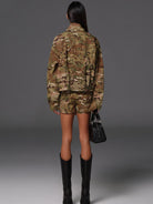 SMFK Cotton Blend Cargo Shorts in Multi - On Female Model