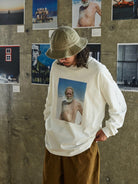 USAGE Vintage Photo Print Cotton T Shirt in White - On Male Model