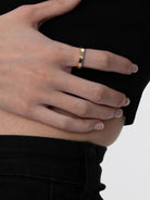 BLACKHEAD Two Tone Engraved Steel Ring in Yellow - On Female Model