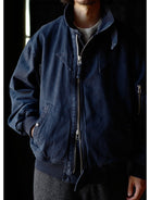 USAGE Washed Cotton Lyocell B 15 Bomber in Navy - On Male Model