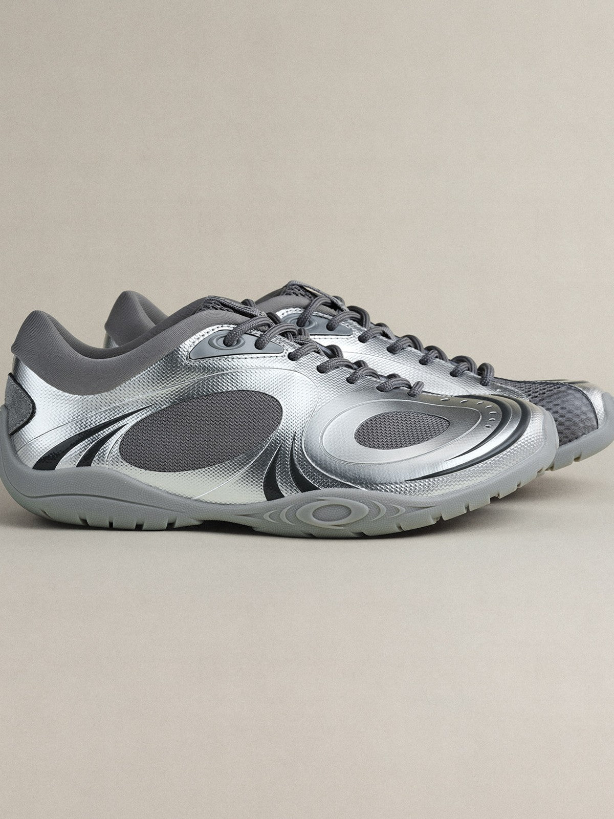 OLDORDER Metallic Chunky Track Sneakers in Silver