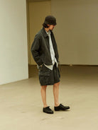 USAGE Vintage Washed Cotton Sports Jacket in Black - On Male Model