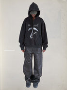 UNKNOWNWORLD Horsehide Double Knee Work Pants in Black - On Model