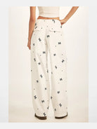 BeerBro Bow Polka Dot Cargo Pants in White - On Female Model