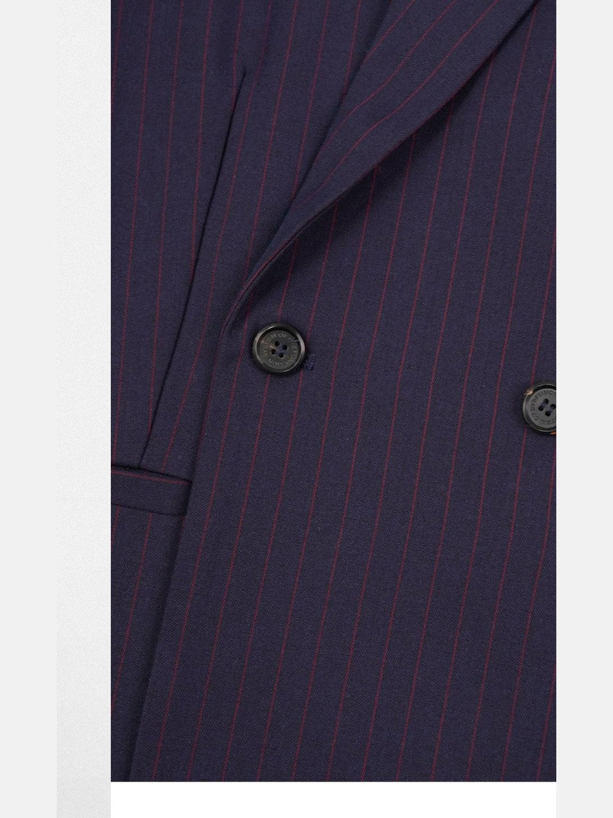 SOD Striped Double Breasted Wool Blend Blazer in Navy Blue - Detail