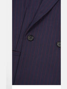 SOD Striped Double Breasted Wool Blend Blazer in Navy Blue - Detail
