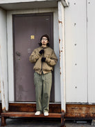 USAGE Heavyweight Herringbone Baker Pants in Olive - On Male Model
