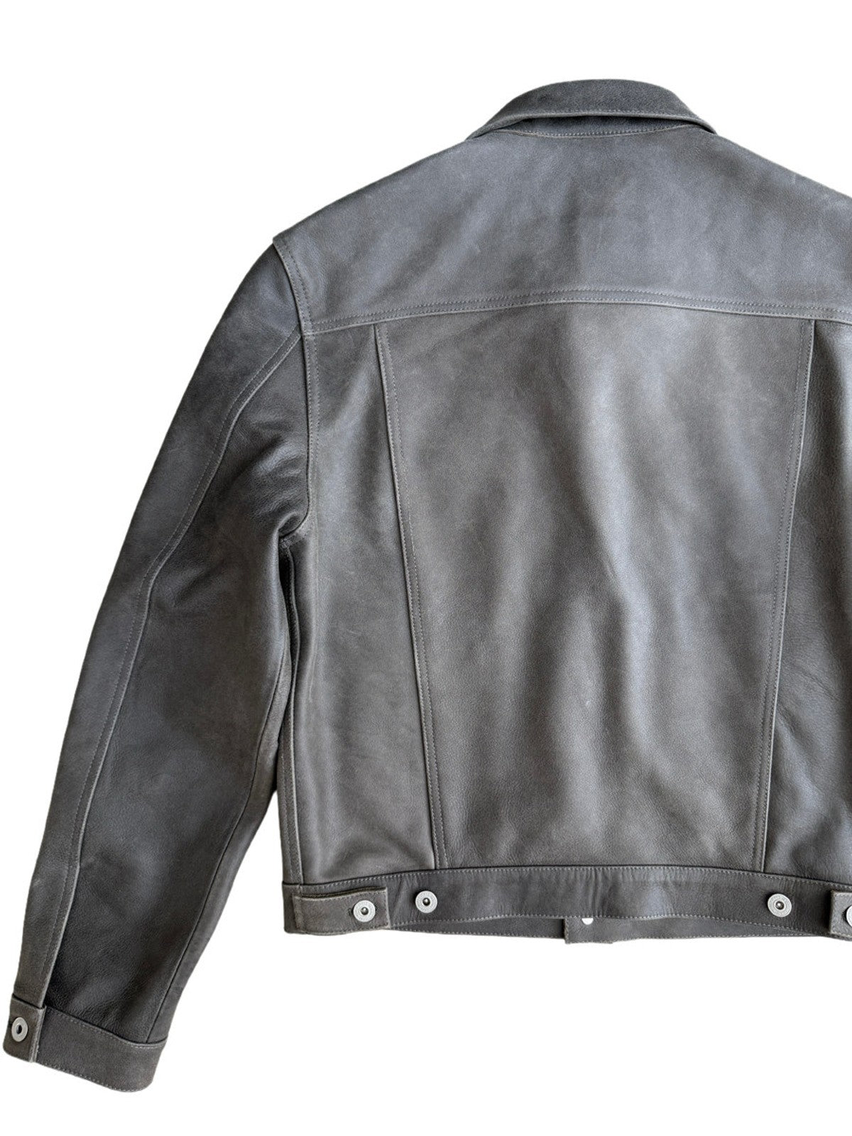UNKNOWNWORLD Cracked Leather Type 3 Jacket in Green