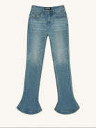 SMFK High Waisted Horseshoe Flare Jeans in Blue