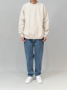 SOD Baggy Tapered Washed Jeans in Denim - On Male Model