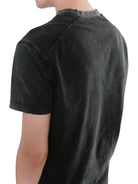 UNKNOWNWORLD Washed Distressed Slim Fit T Shirt in Black - On Male Model