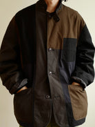 USAGE Cotton Ripstop Patchwork Blazer in Black - On Male Model