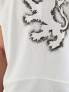 BLINDNOPLAN Sorona Panelled Graphic T Shirt in Blue - On Male Model