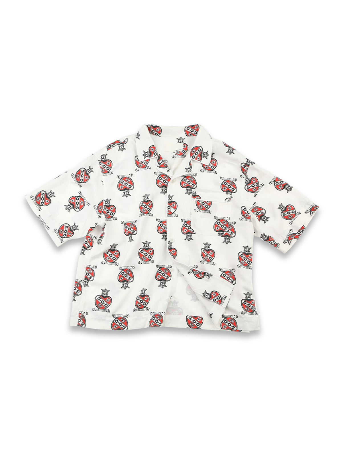 SOD Sacred Heart Rayon Hawaiian Shirt in White