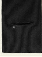 FaxCopyExpress Ribbed Wool Yak Zip Cardigan in Black - Detail
